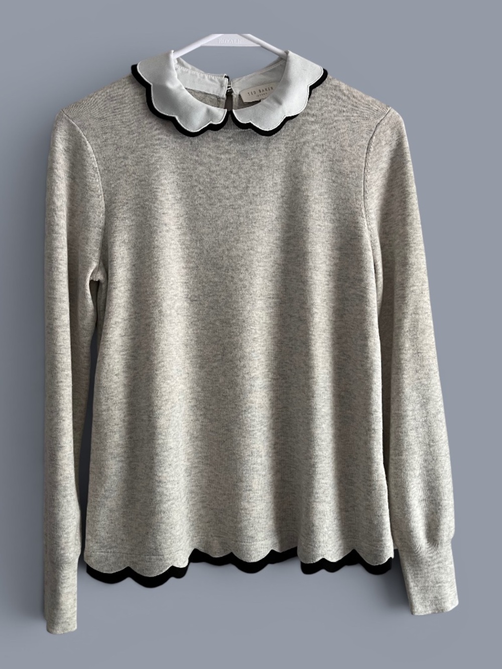 Ted Baker London Lheo Gray Scalloped Collar Sweater Size 1 (US S] Riverdale